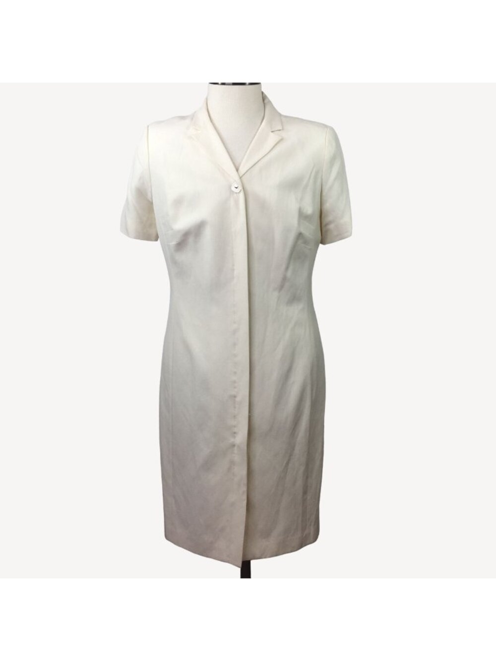 Jones New York Womens Cream Silk Linen Blend Dress Formal Size 16